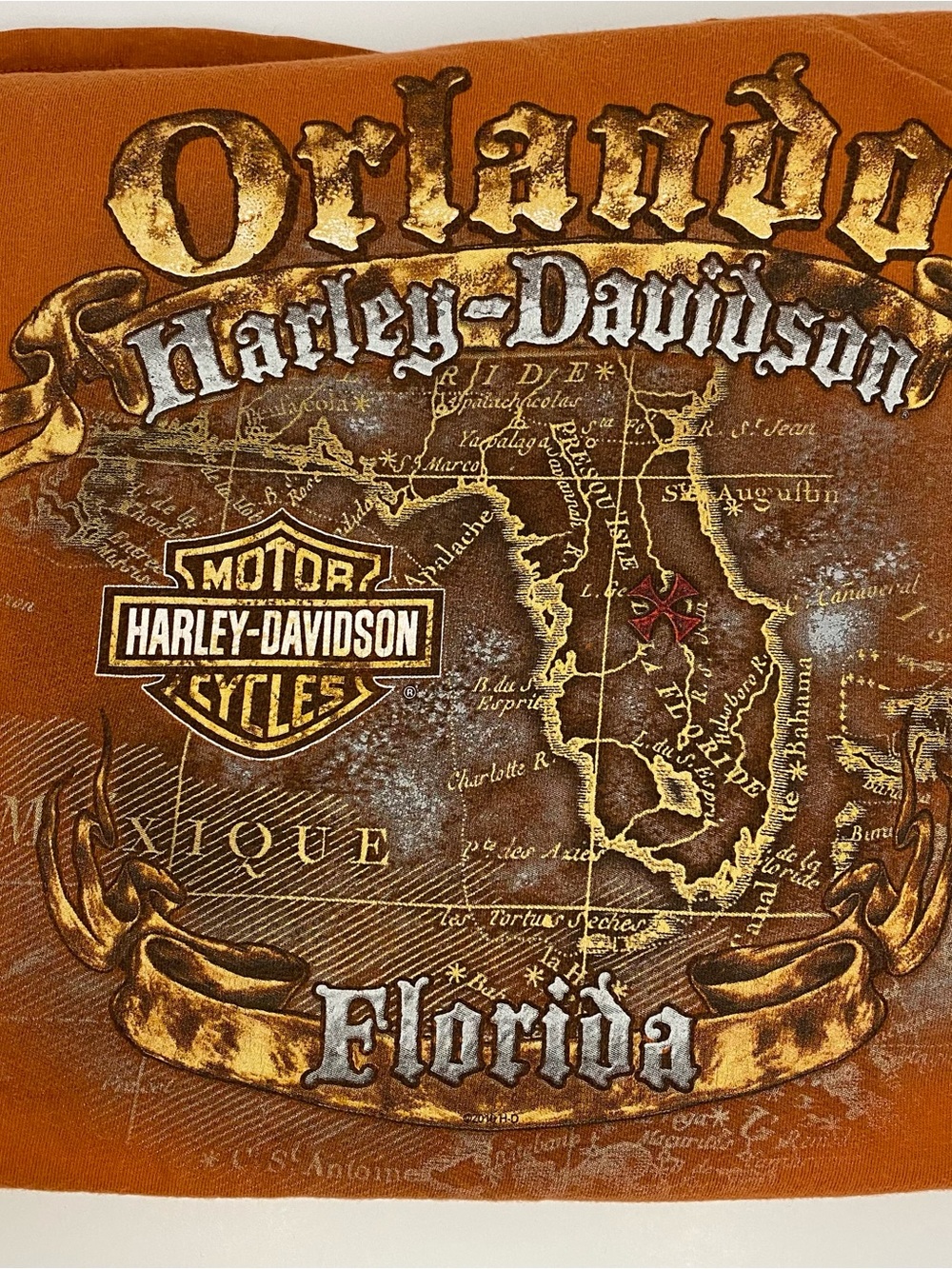 Harley-Davidson Orange XL T-shirt , 2010 Orlando FL - Picture 2 of 4